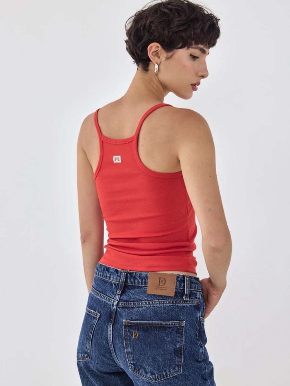 De Rococo red spaghetti strap shirt tank top Women’s Small summer chic halter